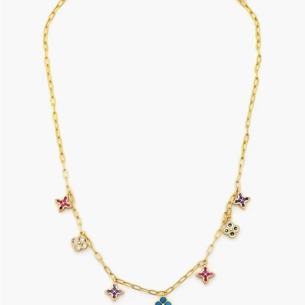 Panacea Cache Gold Necklace with Colorful Charms